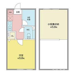 ハーベスト清水 1Kの間取図画像