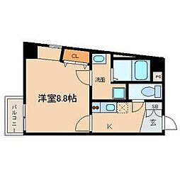 スカイコート葵 1Kの間取図画像