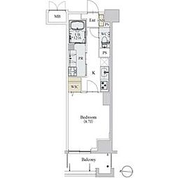 カスタリア新栄2 1Kの間取図画像
