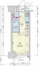 プレサンス丸の内レジデンス3 1Kの間取図画像