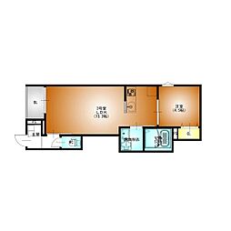 北町ハウス 1LDKの間取図画像
