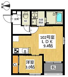 レガリスト黒川 1LDKの間取図画像