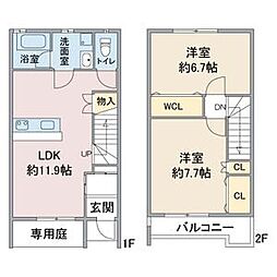 ルーミナスタウン1 2LDKの間取図画像