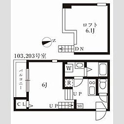 ハーモニーテラス下方町 1Kの間取図画像