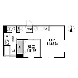 名古屋市中区新栄1丁目アパート 1LDKの間取図画像