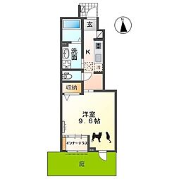 サンライズヒロ 1Kの間取図画像