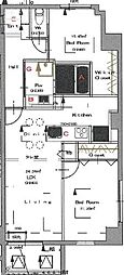 名古屋市東区主税町2丁目マンション 2LDKの間取図画像