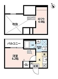 ヴァンクール中小田井 1Kの間取図画像
