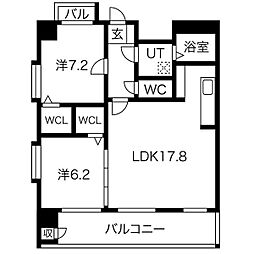 プロビデンスアオイタワー 2LDKの間取図画像