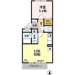 セゾン平出 1LDKの間取図画像