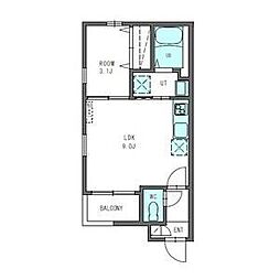 ルミエールM平安通 1LDKの間取図画像