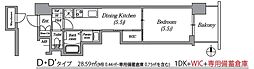 エステムコート名古屋平安通クチュール 1DKの間取図画像