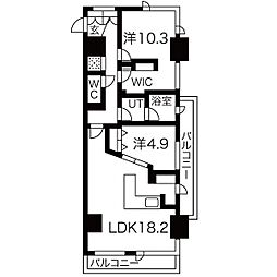 アーレックス丸の内 2LDKの間取図画像