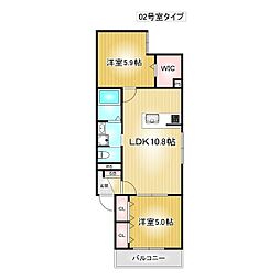 CELENEST今池 2LDKの間取図画像