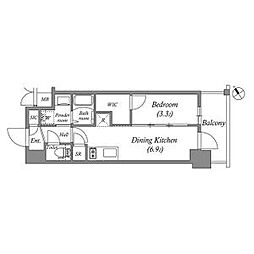 エステムコート名古屋新栄5ラポール 1DKの間取図画像