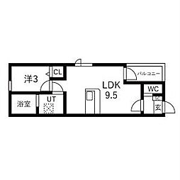 ジュエル守山II 1LDKの間取図画像