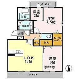プラムガーデン 2LDKの間取図画像