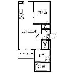 Jack higashiajimaII 1LDKの間取図画像