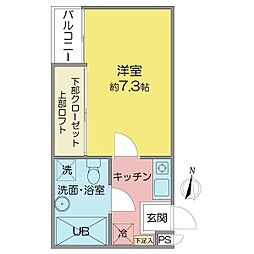 FREDY茶屋が坂 1Kの間取図画像