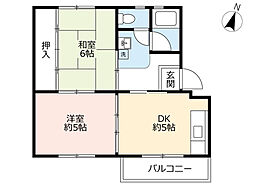 UR都市機構江南団地56棟 2DKの間取図画像
