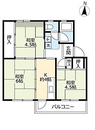 UR都市機構江南団地2棟 2DKの間取図画像