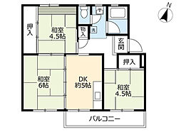 UR都市機構江南団地16棟 3DKの間取図画像