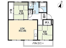 UR都市機構江南団地56棟 2LDKの間取図画像