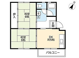 UR都市機構江南団地57棟 2DKの間取図画像