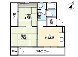 UR都市機構江南団地40棟 2DKの間取図画像