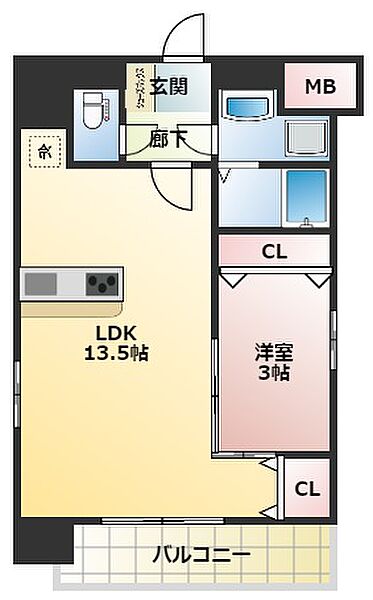 スプランディット難波SOUTH ｜大阪府大阪市浪速区大国1丁目(賃貸マンション1LDK・2階・40.18㎡)の写真 その3