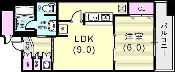 カトルセゾン 901｜兵庫県神戸市中央区二宮町1丁目(賃貸マンション1LDK・9階・36.63㎡)の写真 その3