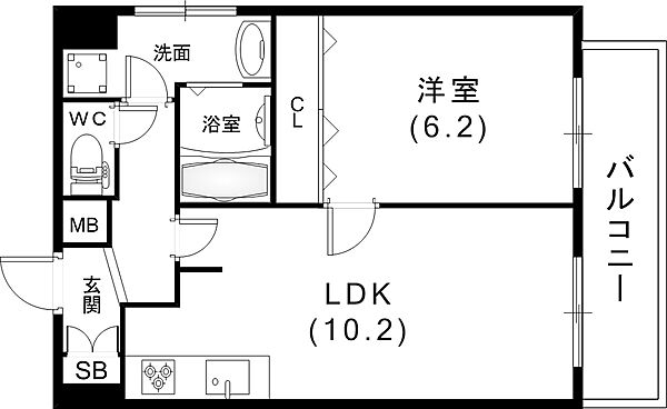 プレサンス神戸駅前 803｜兵庫県神戸市中央区古湊通1丁目(賃貸マンション1LDK・8階・41.02㎡)の写真 その3