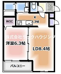 京阪本線 寝屋川市駅 徒歩16分の賃貸アパート 1階1LDKの間取り