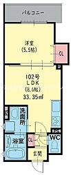 京阪本線 寝屋川市駅 徒歩10分の賃貸アパート 1階1LDKの間取り