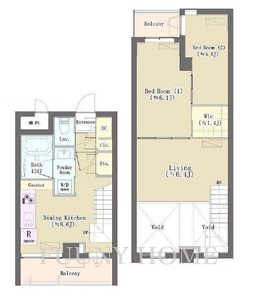 東京都世田谷区太子堂2丁目(賃貸マンション3DK・4階・57.11㎡)の写真 その2