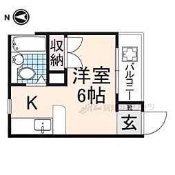 JR山陰本線 園部駅 徒歩20分の賃貸アパート 2階ワンルームの間取り