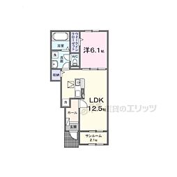 シャルム朝来 1LDKの間取図画像