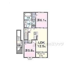シャルム朝来 2LDKの間取図画像