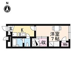 レオパレスよほろ 1Kの間取図画像