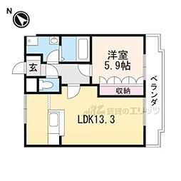 レインボーヒル 1LDKの間取図画像
