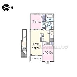 カレント綾部 2LDKの間取図画像