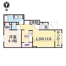 サンリットタウン日高A 1LDKの間取図画像