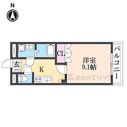グランソーレ 1Kの間取図画像
