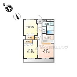 メゾンリバーストーン 2LDKの間取図画像