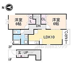 プリマヴェーラ参番館 2LDKの間取図画像