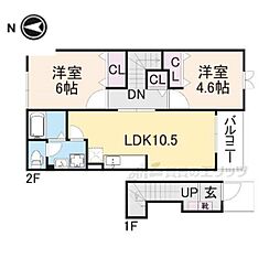 シャン・ド・フルール 2LDKの間取図画像