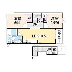 シャン・ド・フルール 2LDKの間取図画像