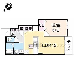 フェルネス2 1LDKの間取図画像