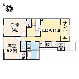 アンファミーユ3 2LDKの間取図画像