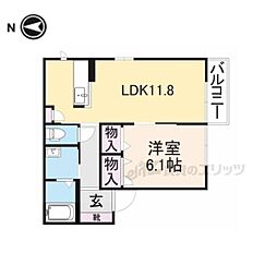 コーラル篠C 1LDKの間取図画像